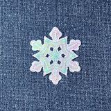 3-Pack Blue Snowflake Applique Patch Set - Shimmery Snow Embroidered Winter Badges (Iron On)
