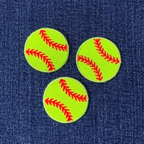 3-Pack Softball Applique Patch - Embroidered Sports Team Athletic Badge 1.5" (Iron Or Sew On)