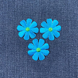 3-Pack Daisy Applique Patch - Embroidered Turquoise Blue Green Flower 1.5" (Iron On)