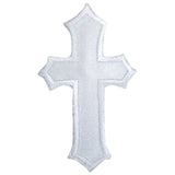 White Cross Applique Patch - Embroidered Baptism First Communion Jesus Badge 2.5" (Iron On)