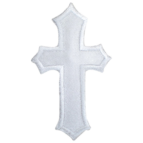 White Cross Applique Patch - Baptism Christian First Communion Jesus Embroidered Badge 2.5" (Iron on)