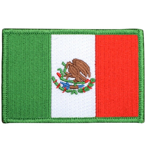 Mexico Patch - Mexican Flag Embroidered Badge 3.5" (Iron Or Sew On)