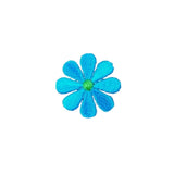 Blue flower-shaped patch on a white background
