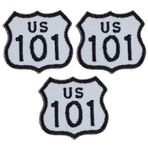 Mini Highway 101 Patch - California, Oregon, Washington 1-3/8" (3-Pack, Iron on)