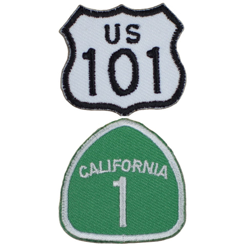 Mini Highway 101 & California Hwy 1 Patch Set - CA Embroidered Badge (2-Pack, Iron on)