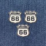 3-Pack Arizona Route 66 Patch - Mini Embroidered Highway Sign Badge 1-3/8" (Iron On)