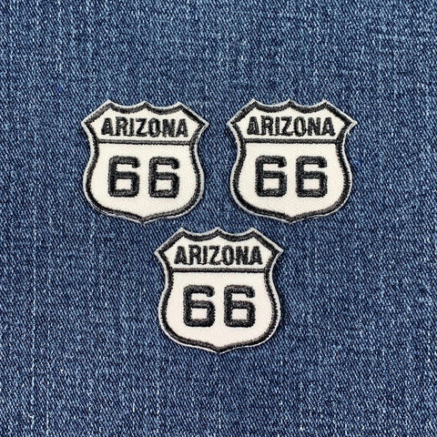 3-Pack Arizona Route 66 Patch - Mini Embroidered Highway Sign Badge 1-3/8" (Iron On)