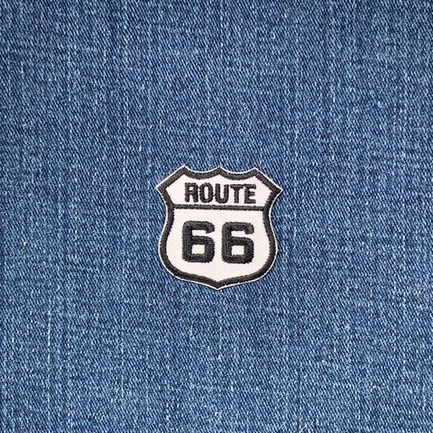 Route 66 Applique Patch - Mini Embroidered Highway Sign Badge 1-3/8" (Iron On)