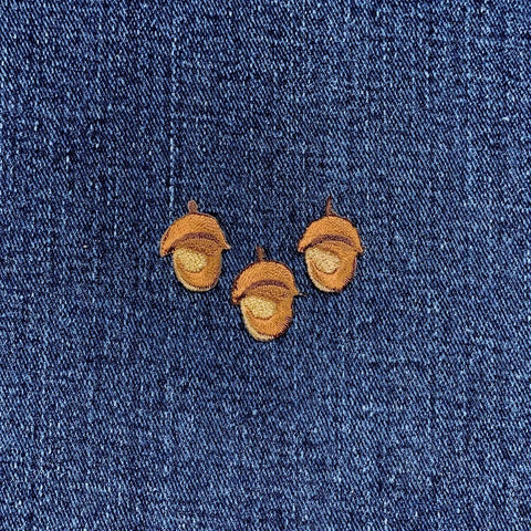 3-Pack Acorn Applique Patch - Mini Fall Autumn Nut Embroidered Badge 3/4" (Iron On)