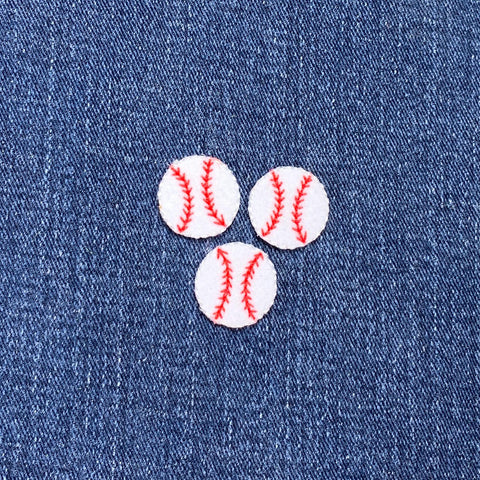 3-Pack Baseball Applique Patch - Mini Embroidered Sports Ball Badge 3/4" (Iron On)