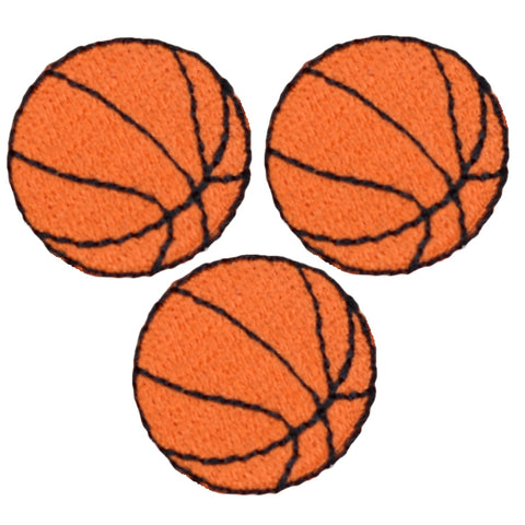 Mini Basketball Applique Patch - Sports Ball Athletic Team Badge 7/8" (3-Pack, Iron on)