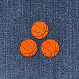 3-Pack Basketball Applique Patch - Mini Embroidered Sports Ball  Badge 7/8" (Iron On)