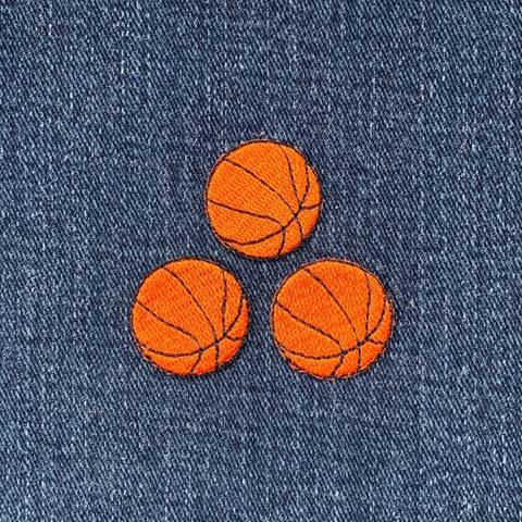 3-Pack Basketball Applique Patch - Mini Embroidered Sports Ball  Badge 7/8" (Iron On)