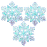 3-Pack Blue Snowflake Applique Patch - Shimmery Snow Embroidered Winter Badge 1.25" (Iron On)