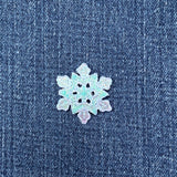 3-Pack Blue Snowflake Applique Patch Set - Shimmery Snow Embroidered Winter Badges (Iron On)