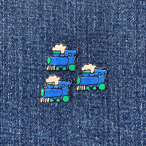 3-Pack Train Applique Patch - Embroidered Steam Engine Locomotive Badge 3/4" (Iron On)