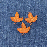 3-Pack Leaf Applique Patch - Mini Embroidered Orange/Brown Fall Autumn Badge 1-1/8" (Iron On)