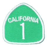 California 1 Patch - Mini Embroidered Highway One Sign Badge 1-3/8" (Iron On)