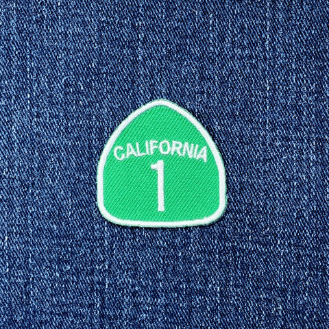 California 1 Patch - Mini Embroidered Highway One Sign Badge 1-3/8" (Iron On)