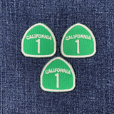 3-Pack California 1 Patch - Mini Embroidered Highway One Sign Badge 1-3/8" (Iron On)