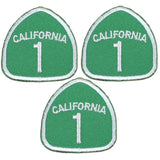 3-Pack California 1 Patch - Mini Embroidered Highway One Sign Badge 1-3/8" (Iron On)