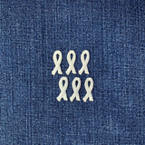 6-Pack Gray Ribbon Applique Patch - Embroidered Cancer Awareness Badge 1" (Iron On)