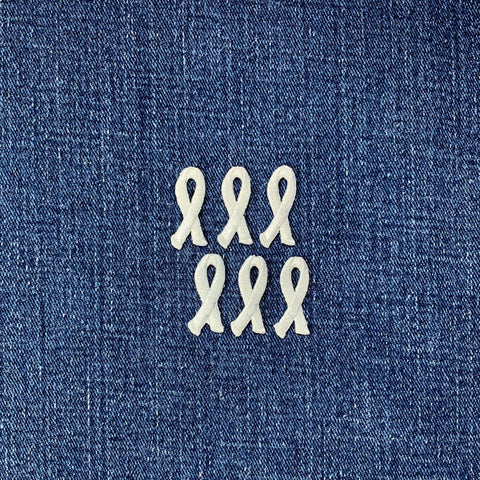6-Pack Gray Ribbon Applique Patch - Embroidered Cancer Awareness Badge 1" (Iron On)