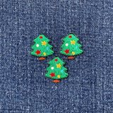 3-Pack Christmas Tree Applique Patch - Mini Embroidered Holiday Badge 7/8" (Iron On)