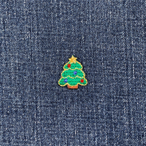 Christmas Tree Patch on a denim background
