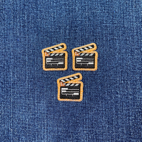 3-Pack Clapperboard Applique Patch - Mini Embroidered Movie Set Director Clapper Badge 1-1/8" (Iron On)