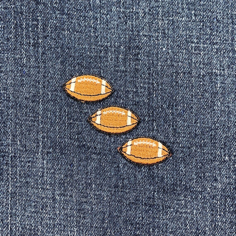 3-Pack Football Applique Patch - Mini Embroidered Sports Ball Badge 1-1/8" (Iron On)