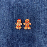 Gingerbread man patches on a denim background