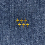 6-Pack Cross Applique Patch - Mini Gold Embroidered Christian Badge 1/2" (Iron On)