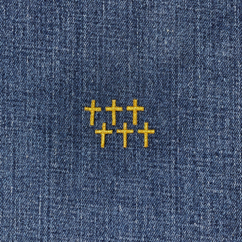 6-Pack Cross Applique Patch - Mini Gold Embroidered Christian Badge 1/2" (Iron On)