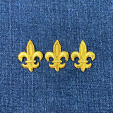 3-Pack Fleur De Lis Applique Patch - Metallic Gold Embroidered Badge 1-1/8" (Iron On)