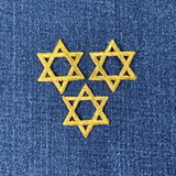 3-Pack Star of David Applique Patch - Mini Embroidered Metallic Gold Judaism Badge 1" (Iron on)