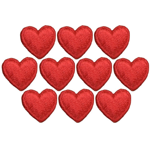 Mini Red Heart Applique Patch - Love Hearts Embroidered Badge .5" (10-Pack, Iron on)