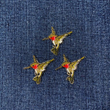 3-Pack Hummingbird Applique Patch - Mini Embroidered Bird Badge 1.25" (Iron On)