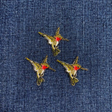 3-Pack Hummingbird Applique Patch - Mini Embroidered Bird Badge 1.25" (Iron On)