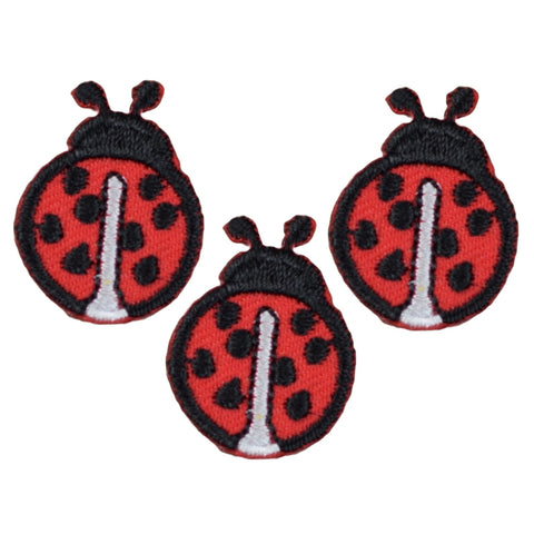 Mini Ladybug Applique Patch - Insect Bug Embroidered Badge 1" (3-Pack, Iron on)