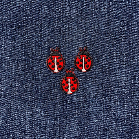 3-Pack Ladybug Applique Patch - Mini Embroidered Insect Badge 3/4" (Iron On)