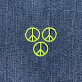 3-Pack Peace Sign Applique Patch - Mini Lime Green Embroidered Badge 1" (Iron On)