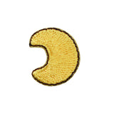 Yellow crescent moon-shaped patch on a white background