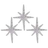 Three silver nativity star applique patches with metallic thread 
