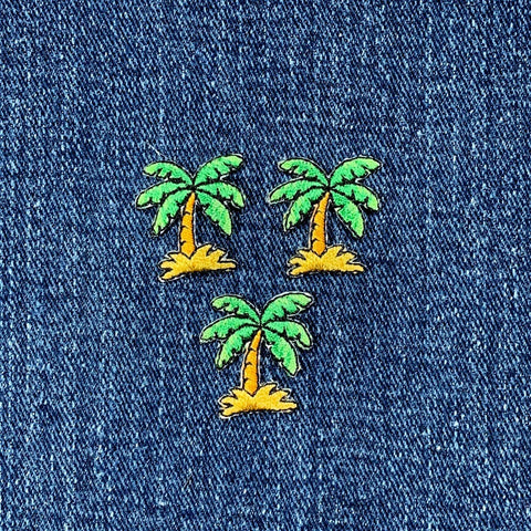 3-Pack Palm Tree Applique Patch - Mini Embroidered Tropical Beach Badge 7/8" (Iron On)