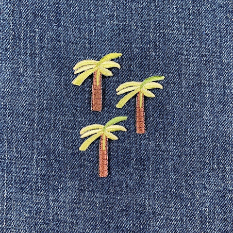3-Pack Palm Tree Applique Patch - Mini Embroidered Tropical Island Beach Badge 1.25" (Iron On)