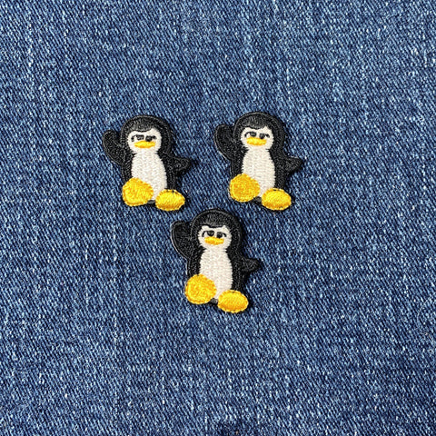 3-Pack Penguin Applique Patch - Mini Embroidered Cute Bird Badge 7/8" (Iron On)
