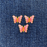 3-Pack Butterfly Applique Patch - Mini Embroidered Pink & Gold Insect Badge 3/4" (Iron On)