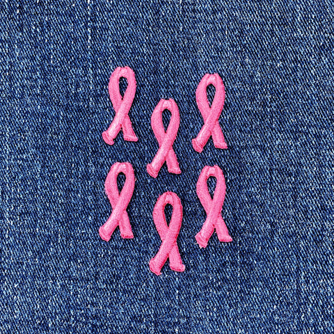 6-Pack Pink Ribbon Applique Patch - Embroidered Breast Cancer Awareness Badge 1" (Iron On)