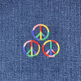 3-Pack Peace Sign Applique Patch - Mini Colorful Rainbow Embroidered Badge 1" (Iron On)